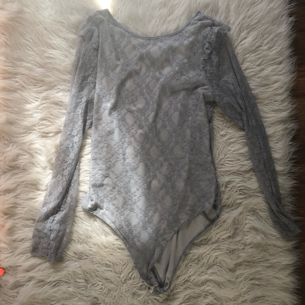 Blue/gray long sleeve bodysuit